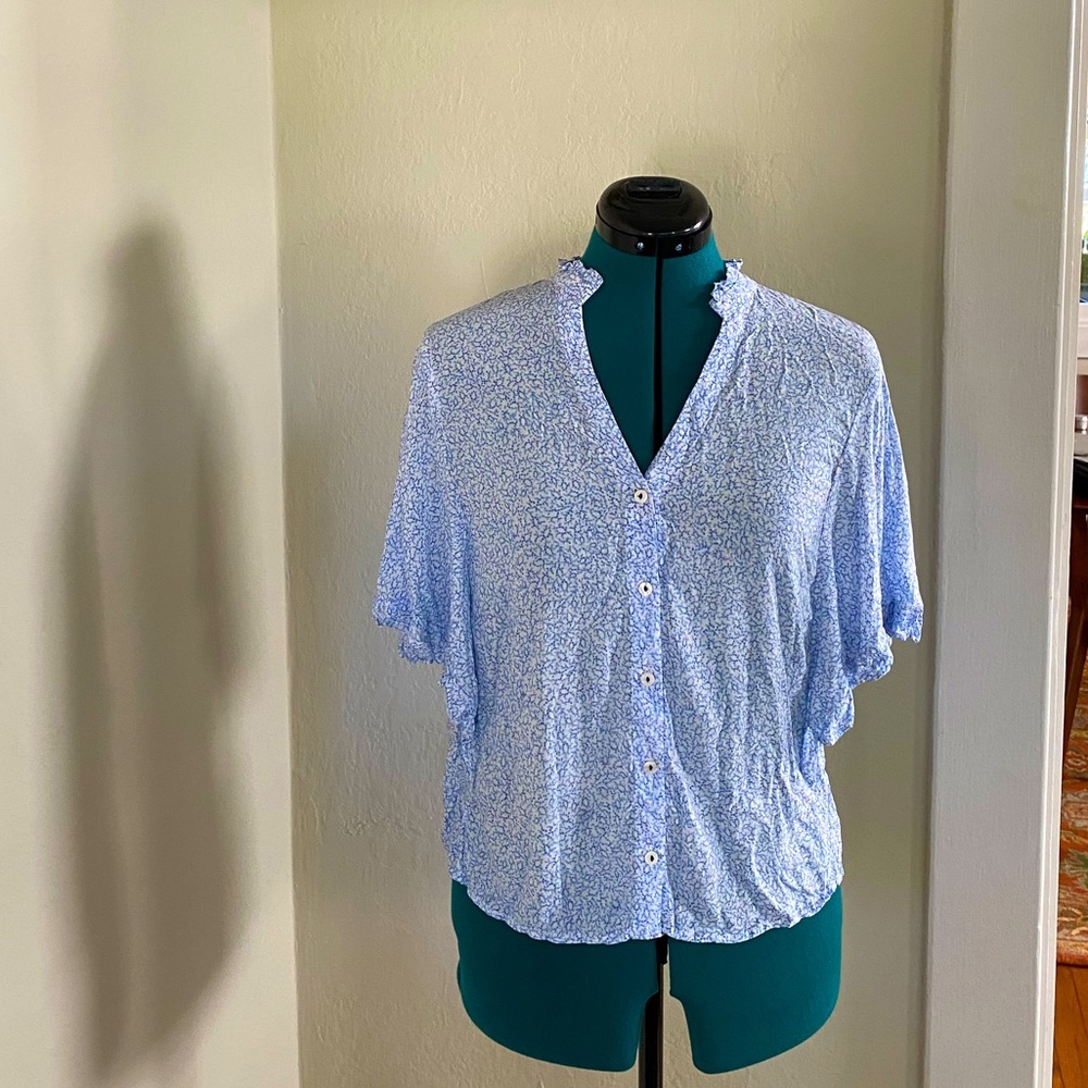 Anthropologie Blue Blouse